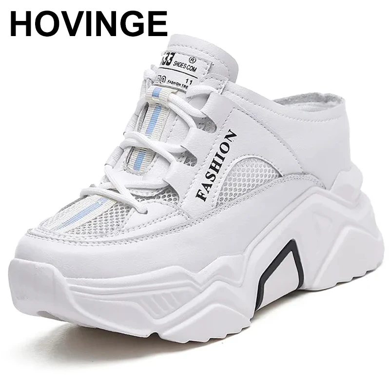 

Women Summer Mesh Sneakers 8CM Heels Chunky Casual Shoes Fashion Trainers Lace-Up Breathable Sandals Platform Sneakers Woman