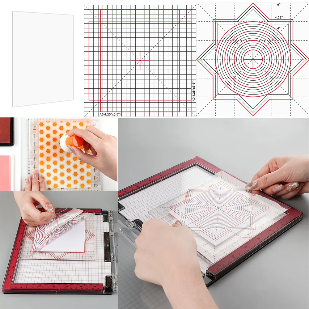

Photopolymer Grip Mat with Printed Guide Non-Slip Sticky Mats Fit in Stamp Positioning Tool When Crafting 4.75x6/6x6/6.5x8.5inch