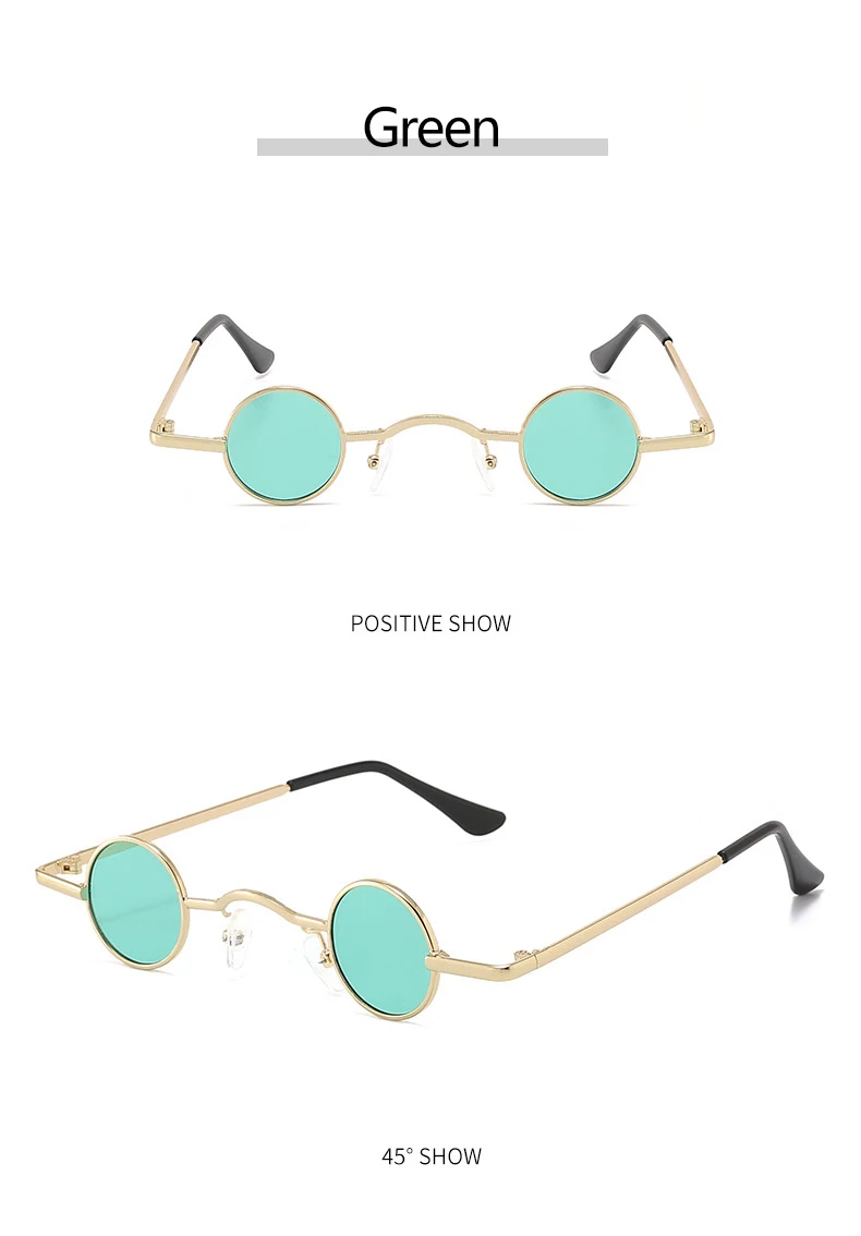 Beliebte Retro-Sonnenbrille im Mini-Format, rund, geeignet für Männer und Frauen, im Punk-Stil und mit lustigem Design.1059 – Detail 17