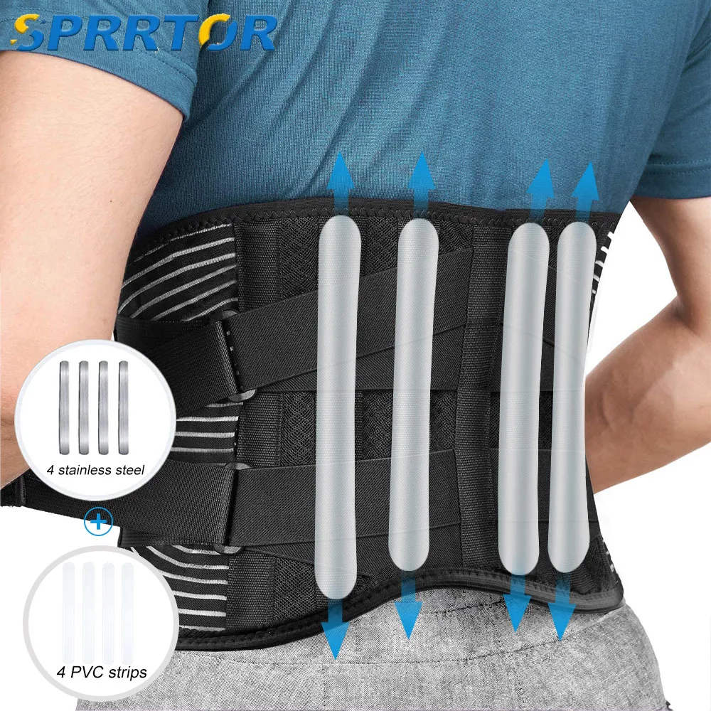 

Back Brace for Men Women Lower Back Support Belt,Lumbar Support Belt Pain Relief With 6 Stays for Heavy Lifting Herniated Disc
