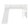 Kids Twin Loft Bed with Slide and Ladder White Pine Wood Low Loft Bed Boys and Girls Pet Friendly Sturdy Construction Modern 5