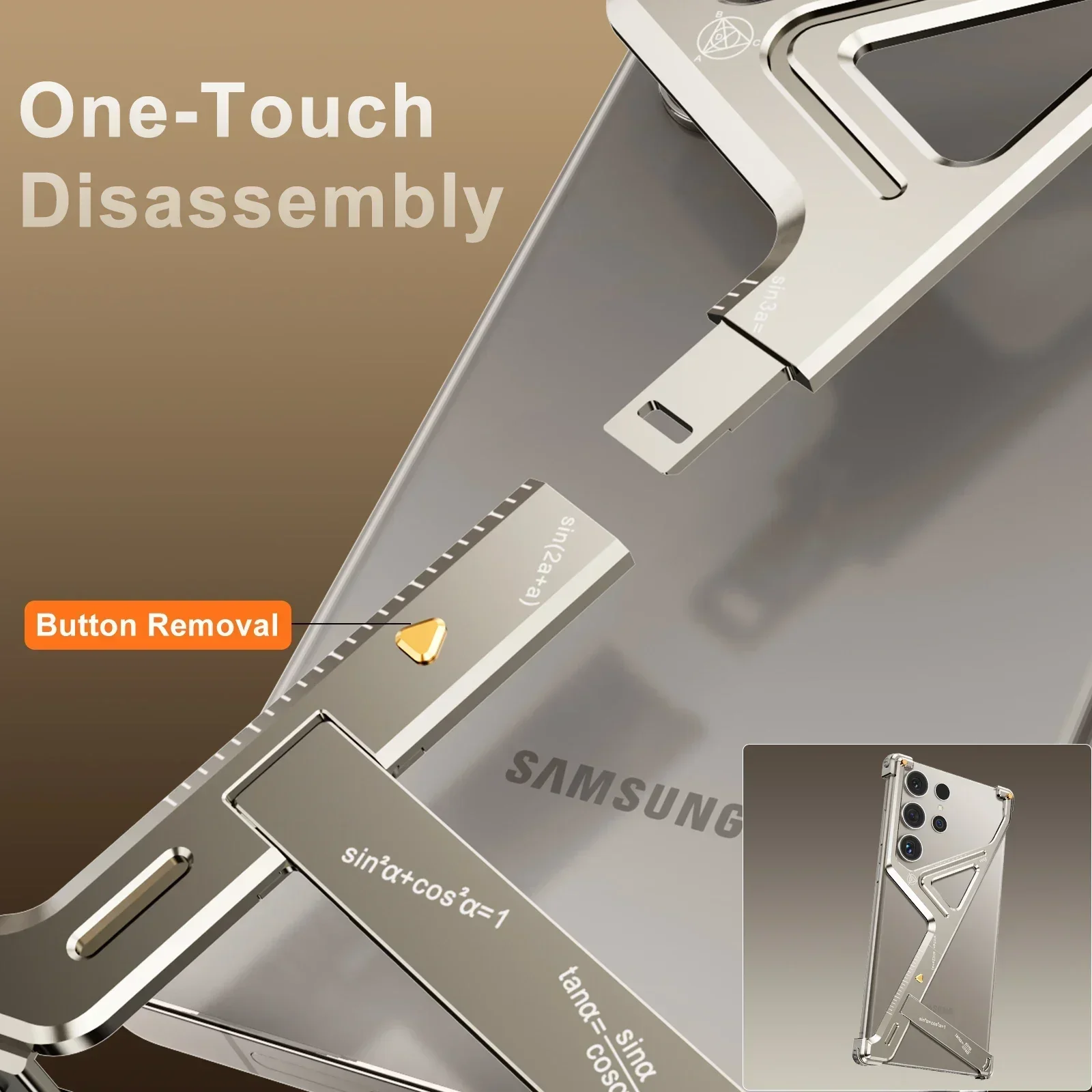 Eary for Samsung Galaxy S24 Ultra case with Kickstand Metal Bumper Cover Sleek Minimalist Frameless Aluminum Shock Grade Shells