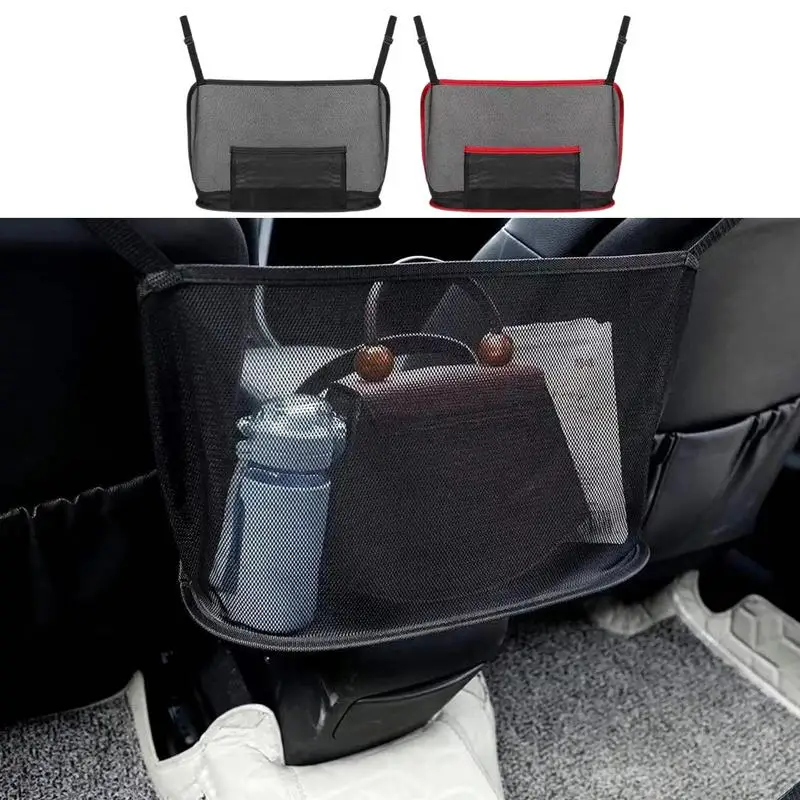 

Car Handbag Holder Fabric Multifunctional Automotive Between Seats Net Pocket Bag Space-Saving Storage Organizer Car Accessories