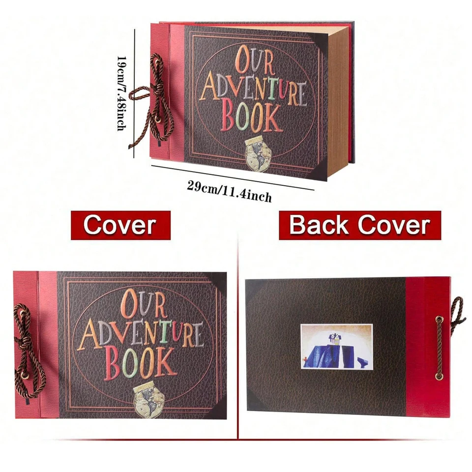 Album Fai Da Te In Stile Libro Pixar Up, Copertina Rigida Con Lettere 3D, 26.9x18 Cm, 40 Pagine Per Foto E Ricordi - 2
