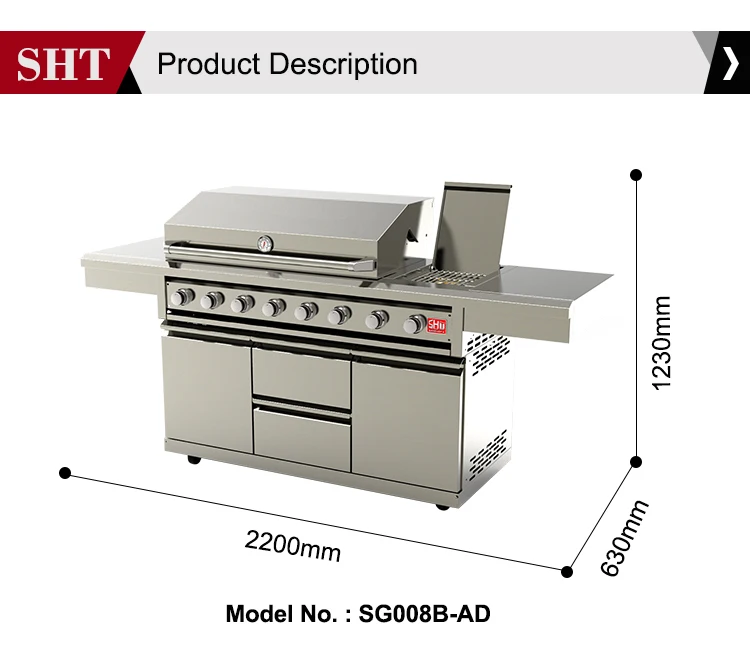 Description Picture 3 of itemNew Design American Bbq Grill Outdoor Kitchen Professional Gas Grill Machine