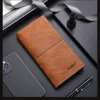 Pu Leather Long Thin Slim Wallet Vintage Male Credit Card Holder Brown Money Purses Solid Simplicity Business Wallet for Man 4