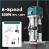 Router Lift System and Aluminum Router Table Insert Plate , 6-speed 800W Electric Trimmer Wood Engraving Router Slotting Machine 5
