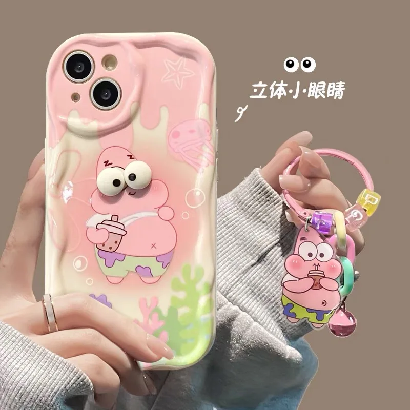 thumbnail image 1 of Big Eyes SpongeBob Cartoon TPU Soft Phone Case For iPhone 11 12 Mini 13 Pro Max 14 Pro 15 Pro X XS Max XR 7 8 Plus With Pendant, 1 of 4