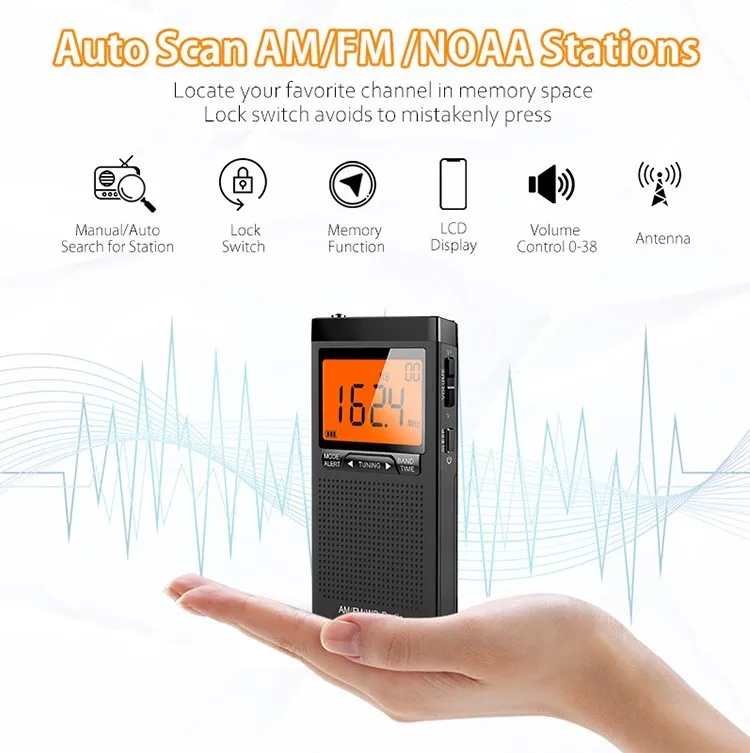 Portable Emergency Weather Radio NOAA AM FM Pocket Radio
