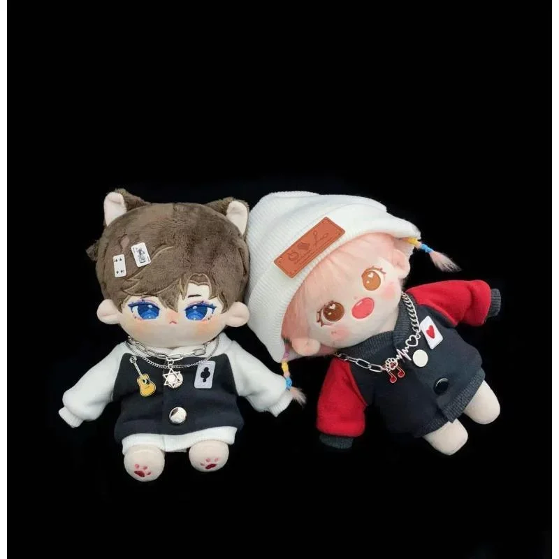 

20cm Doll Clothes Mini Kpop Skz Anime Idol Baseball Jackets Black and White Coat Plush Toys Accessories Kids Fans Birthday Gifts