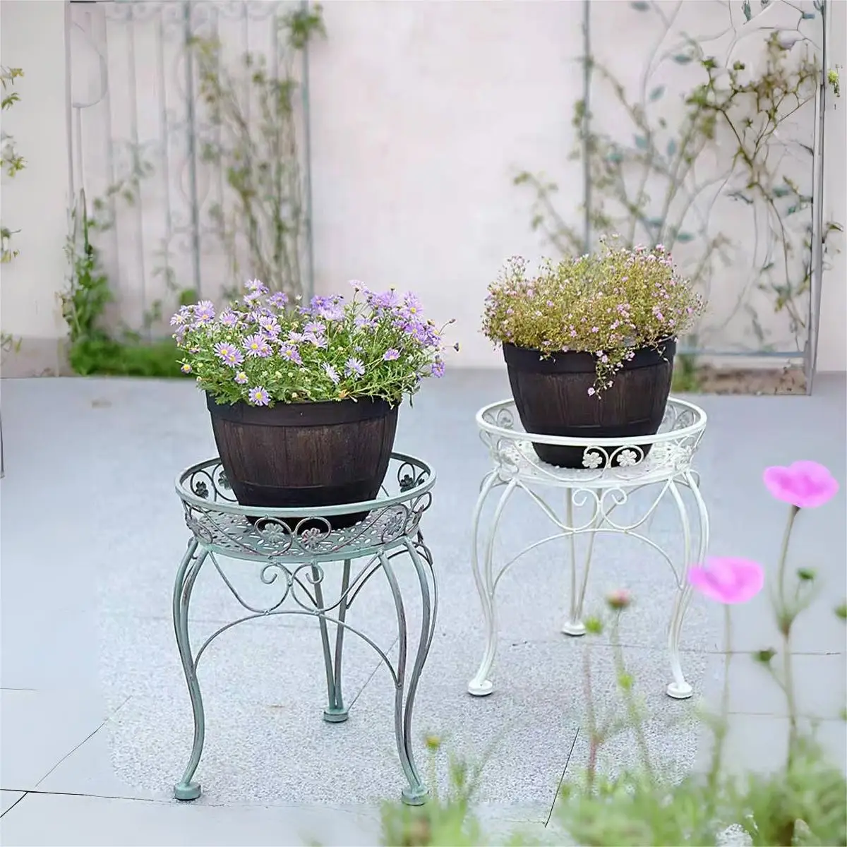 Metal Garden Antique Plant Pots Stand Outdoor Flower Pot Holder Metal Plant Stand
