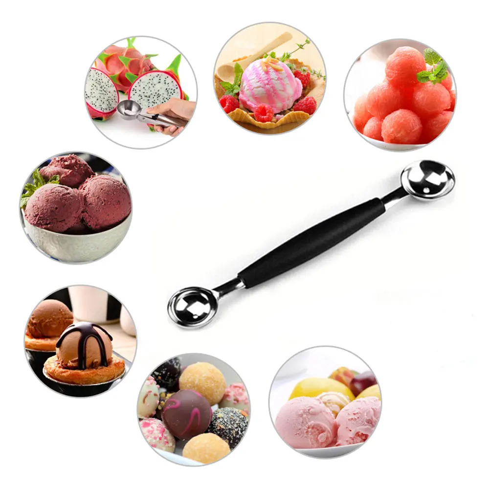 Melon Watermelon Ball Scoop Fruit Spoon Ice Cream Sorbet Stainless Steel Double-end Cooking Tool Kitchen Accessories Gadgets
