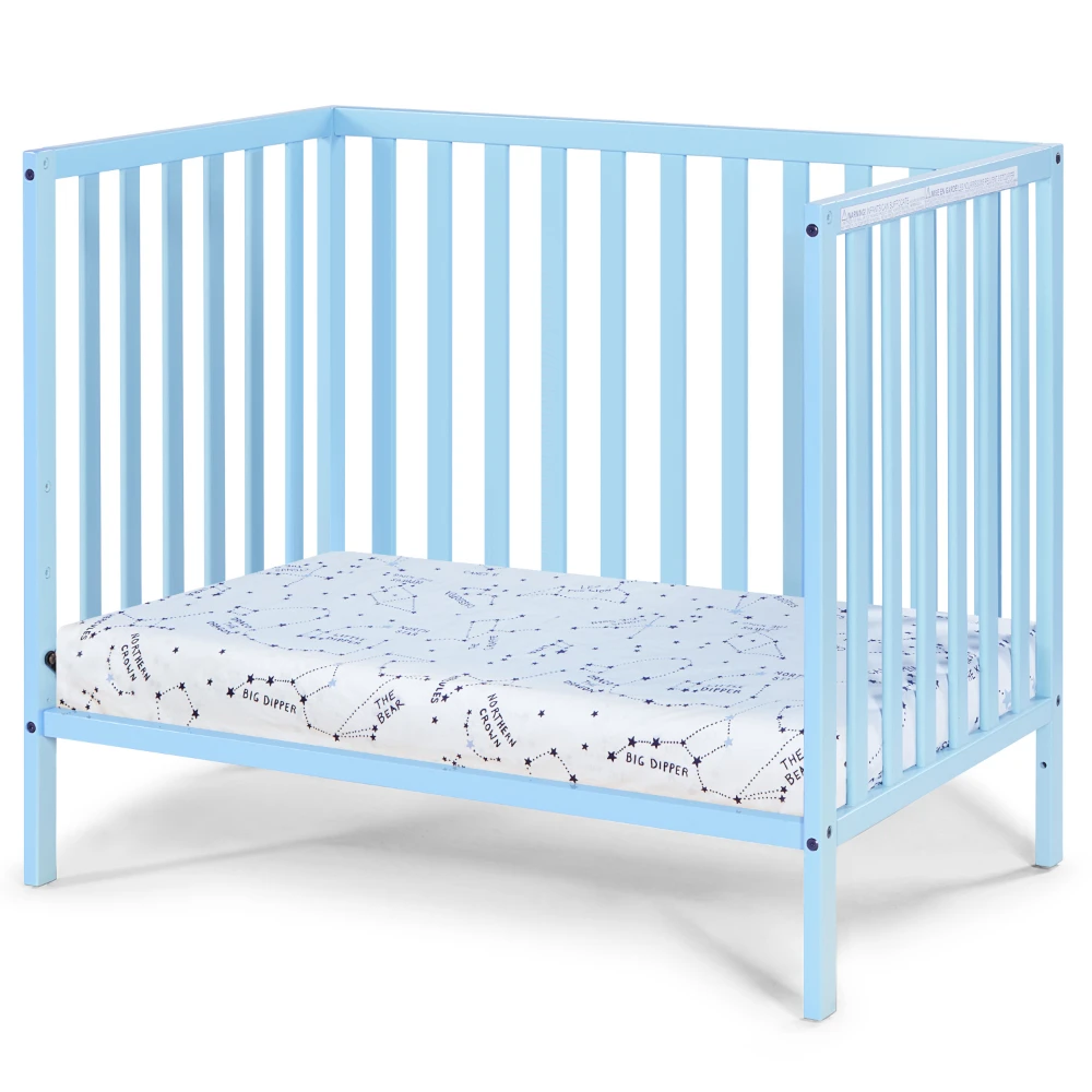 Palmer 3-in-1 Convertible Mini Crib Baby Blue w/ mattress pad 5
