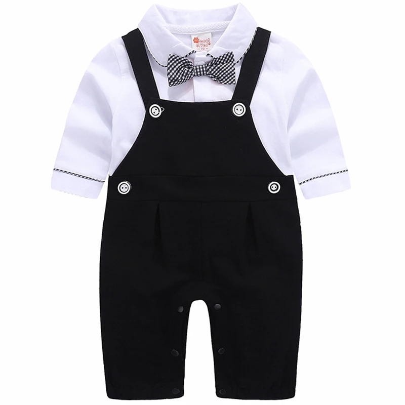 

2024 Spring Autumn Baby Boy Clothes Korean Fashion Gentleman Cotton Long Sleeve Jumpsuits Newborn Romper Toddler Overalls BC1202