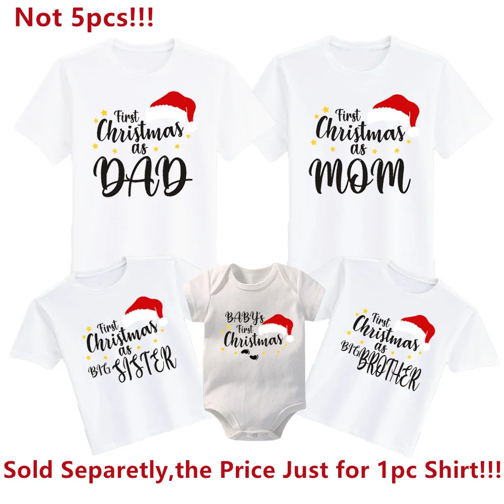 thumbnail image 5 of Primera Navidad como papá, mamá, hermano, hermana, bebé, trajes familiares a juego, camisetas divertidas de algodón a juego para fiesta de Navidad, 5 of 5