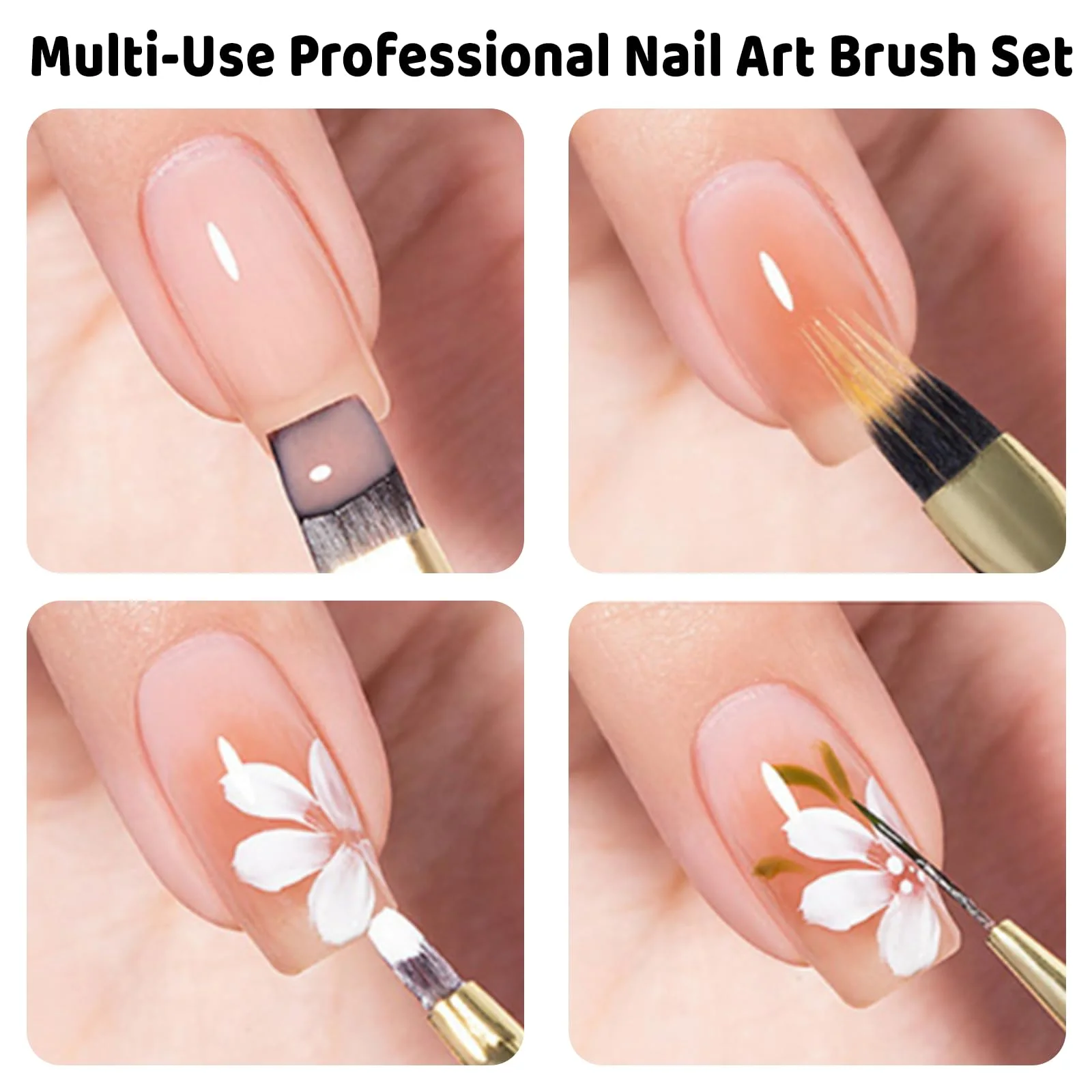 LINMANDA 9er-Pack graue Nail-Art-Pinsel-Set, Nail-Art-Werkzeuge, geeignet für Gel-Nagellack und Nail-Art-Designs, perfekt für Heim-DIY – Detail 5