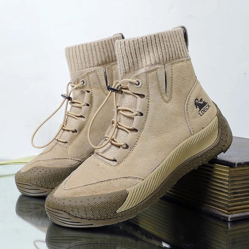 

Women Genuine Leather Sneakers Spring High-top Casual Shoes Autumn Ankle Boots Ladies High Top Shoes