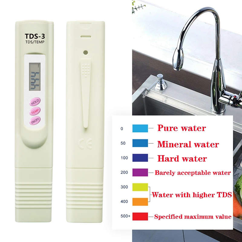 Handheld TDS Digital Water Tester Water Test Pen Quality Analysis Meter Purity Check 0-9999 Ppm Measurement