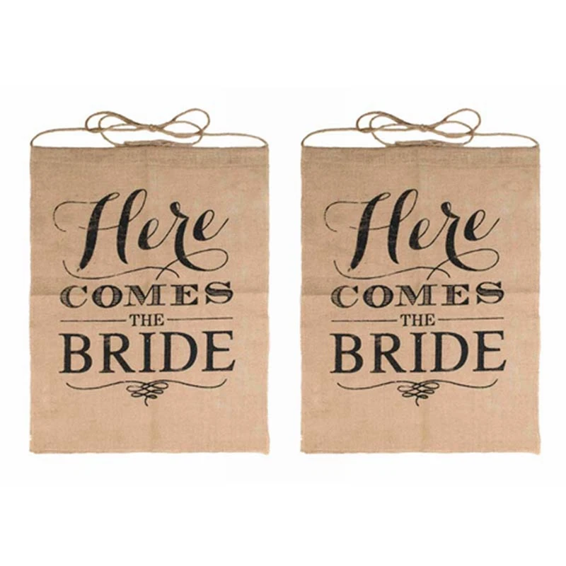 

Свадебный баннер для детей, джутовая лента для цветочной церемонии, в деревенском стиле, размер 40 см X 50 см, 2 шт.