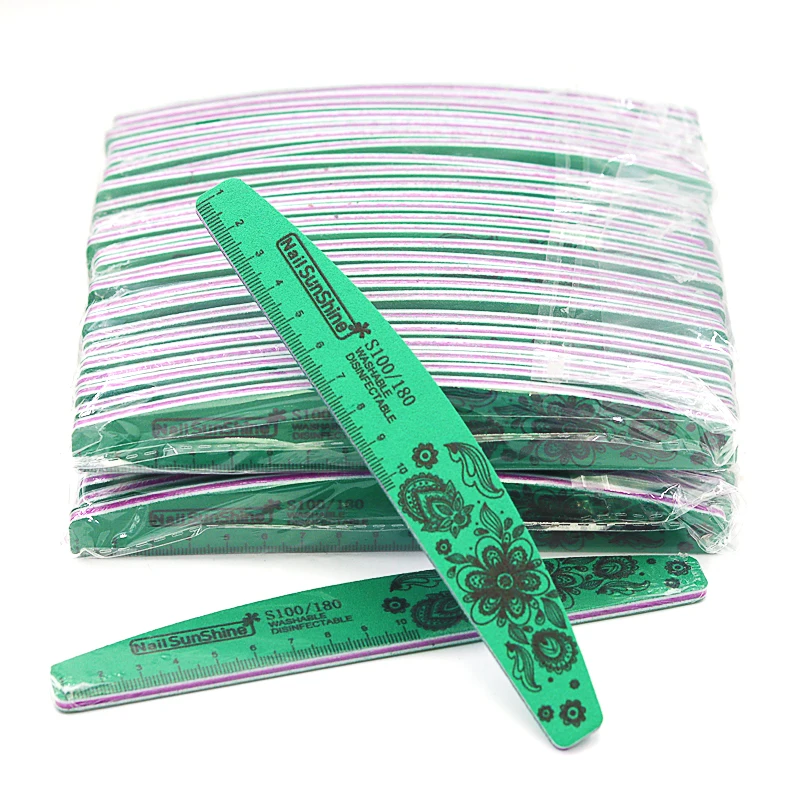 

25/50Pcs Professional Nail Files 100/180 Green Nails Accessories and Tools Double Side Sanding Manicure Waterproof and Oil-Proof