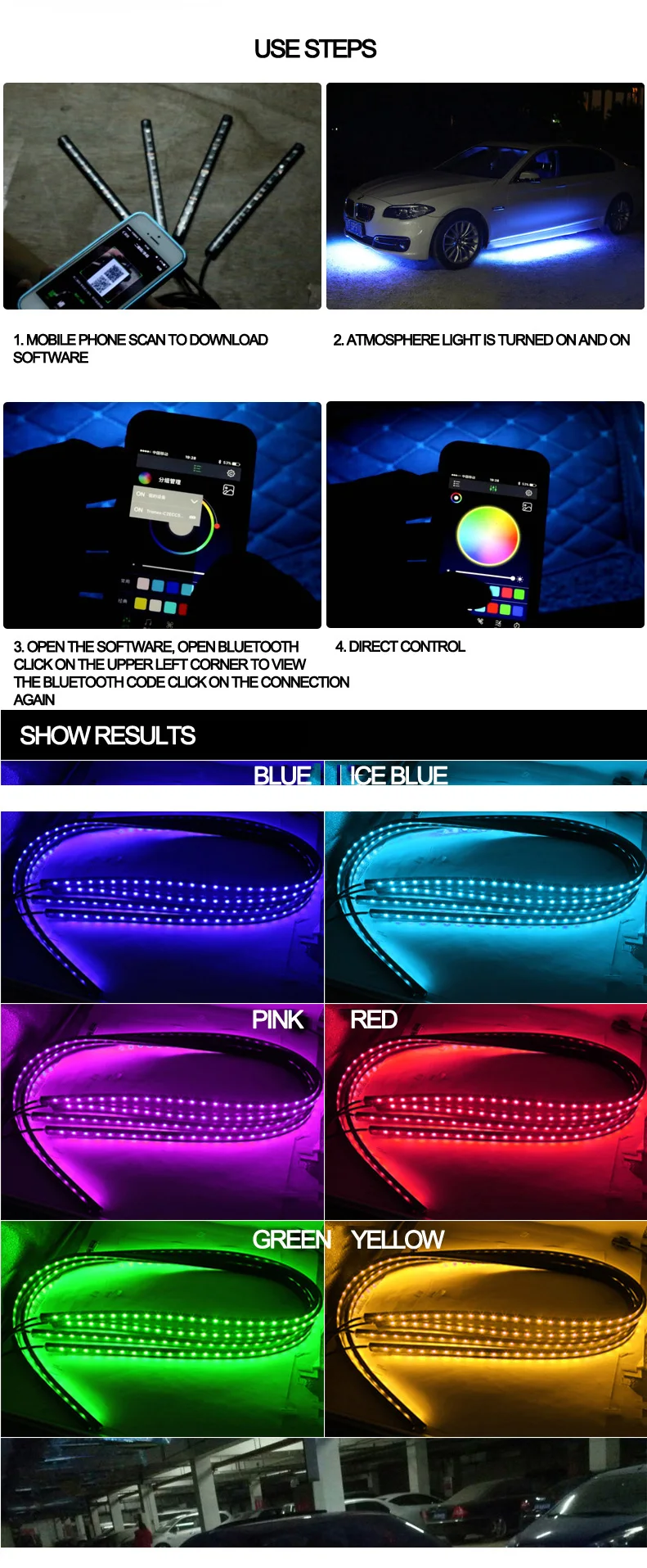 mini cooper headlights Car Flexible Underglow Strip Light LED Underbody Remote /APP Control RGB LED Neon Lights Auto Decorative Ambient Atmosphere Lamp cloudy headlights