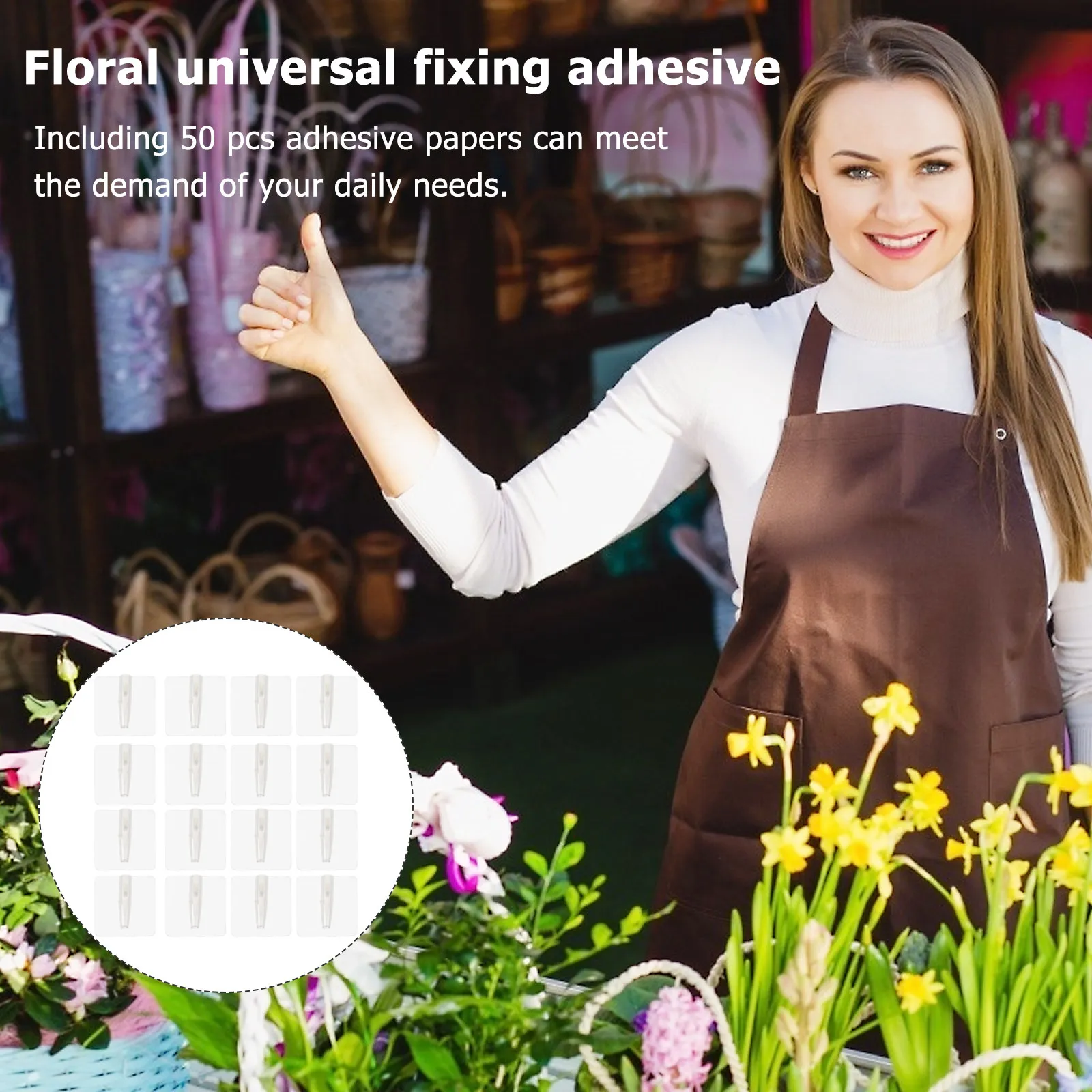 50Pcs 꽃다발 DIY 포장 재료 꽃 가게 홈 파티 장식 공예 도구에 대한 명확한 고정 접착제 스티커