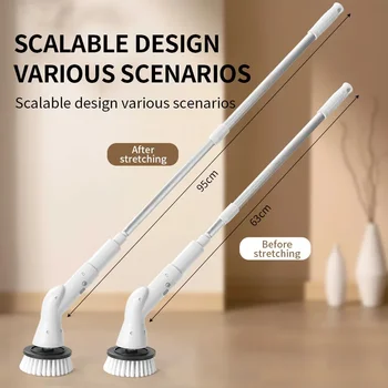 6-in-1 Electric Cleaning Brush – 2000mAh Rechargeable Cordless Scrubber for Kitchen, Bathroom & Shower 1