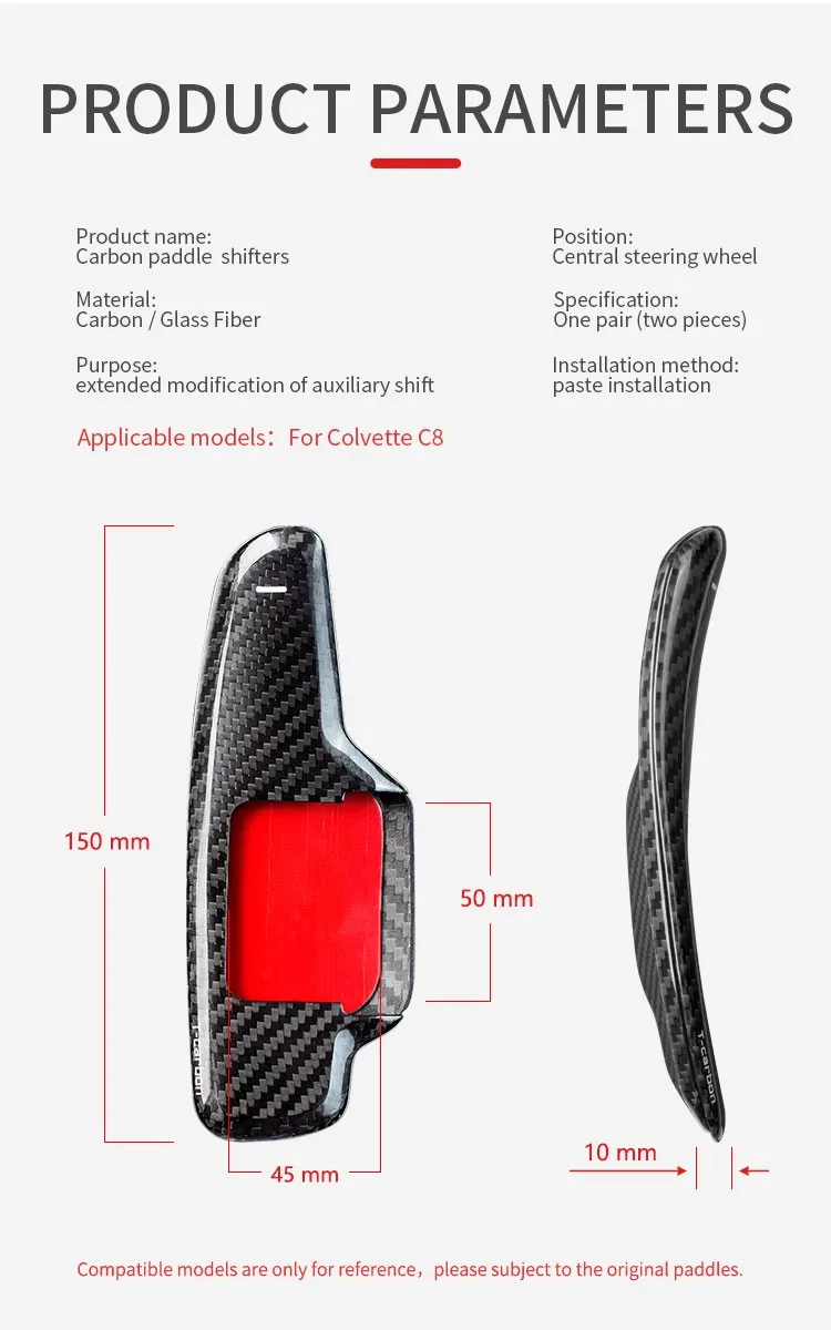 2023 T-carbon Replacement Steering Wheel Paddle Shifter Fit For Corvette C8 Shifting Paddles Carbon Fiber Auto Accessories