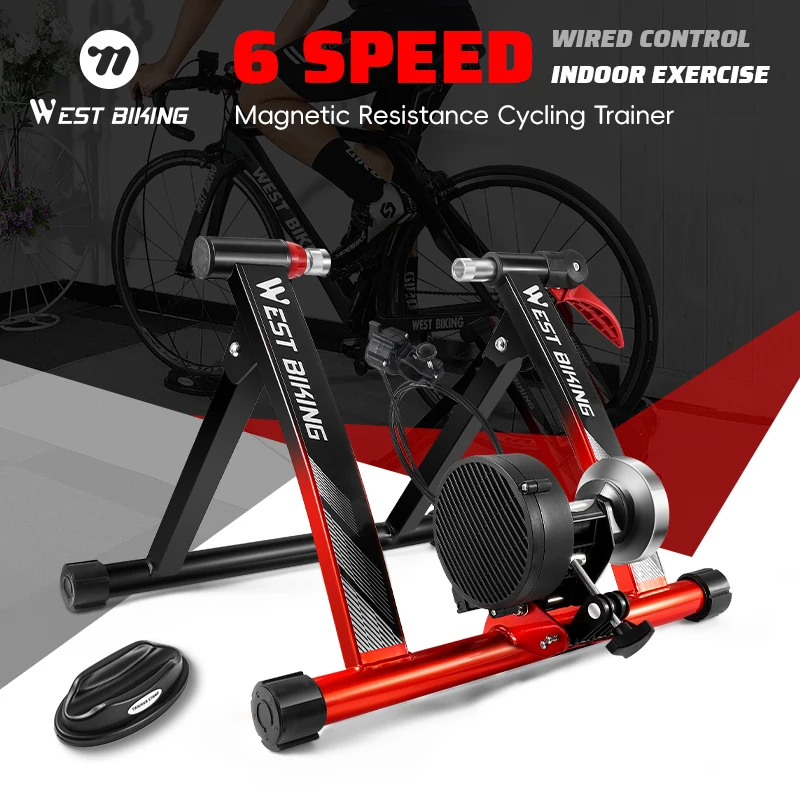 WEST BIKING Wire Control Bicycle Trainer MTB Road Bike Indoor Exercise 6 Speed Magnetic Resistance Home Cycling Training Roller