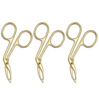 3 Pcs Eyebrow Tweezers Scissor Handle Nose Hair Trimmer Straight Tip Golden Miss 1