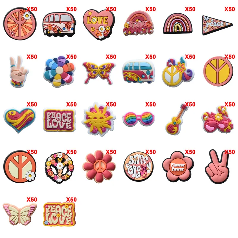 

Bulk Pins for Crocs Charms Shoes Accessories Peace Decoration Jeans Women Sandals Buckle Kids Favors Men Badges Boy Girl Gift