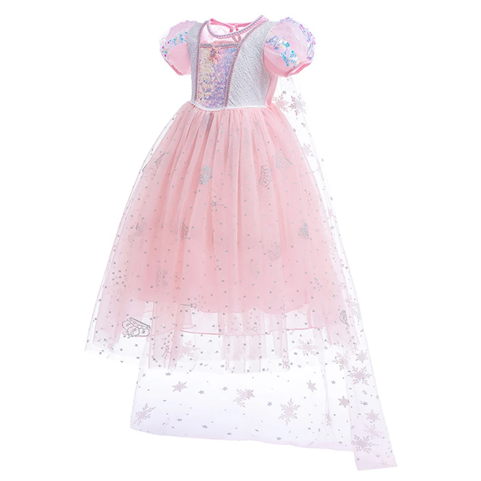 Robe de princesse Elsa pour filles, robe de cosplay de Noël pour Halloween, costume de fête de carnaval, robe de fille éducative, robe de reine des neiges d'été