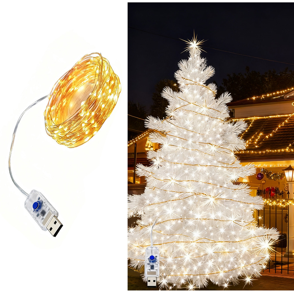USB Led Copper Wire String Lights 8 modes Fairy Lights Waterproof  Garland DIY Christmas Wedding Party Decoration lighting