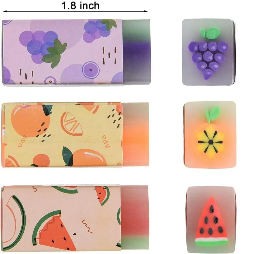 3pcs Cartoon Creative Fruit Eraser pencil eraser,retractable eraser,kneadable eraser,biscuit eraser,plasticine eraser Pupils Exam Pencil Eraser Children's Stationery Painting Sketch Eraser