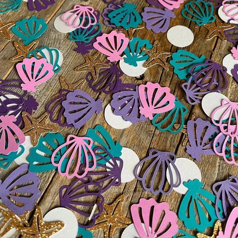 Mermaid Themed Party Confetti Shell Starfish PearlConfetti DIY Decorative Items for Throwing on the Birthday Wedding 100pcs