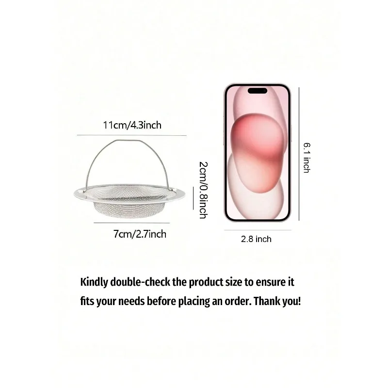 Stainless Steel Sink Strainer Basket-Universal Fine-Mesh Food Catcher for Kitchen Drains,Easy-Clean Filter with Anti-Rust Design