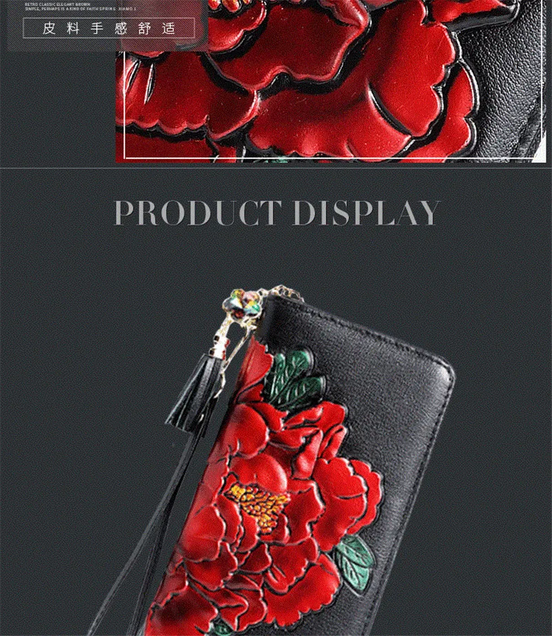 Blumenmuster Echtleder-Geldbörse für Damen Große Kapazität Damen-Ledertasche 2026 Neu RFID Damen-Clutch für Karten und Mobiltelefon – Detail 14