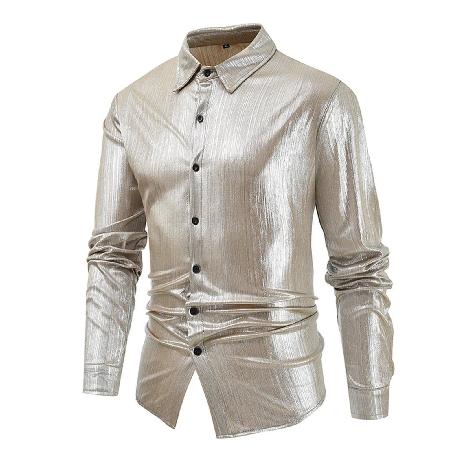Men's Metallic shiny Long Sleeved Shirt For Casual And Fashionable  Nightclub Wear, Suitable For Men's Top In Summer - AliExpress 200000343
