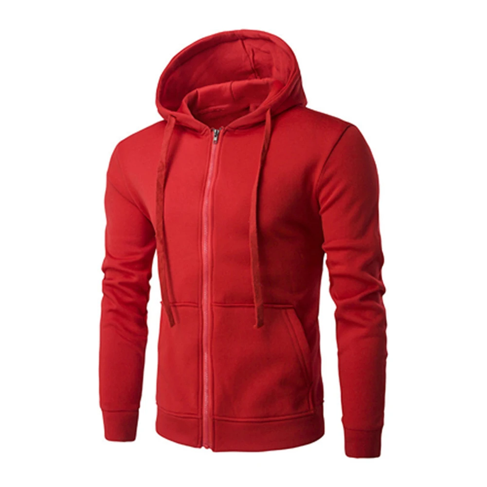 

Men Hooded Sweatshirt Jacket Long Sleeve Athletic Hoodies Coat Tops Zip Up Outwear Red Grey Black Blue Navy blue Dark gray