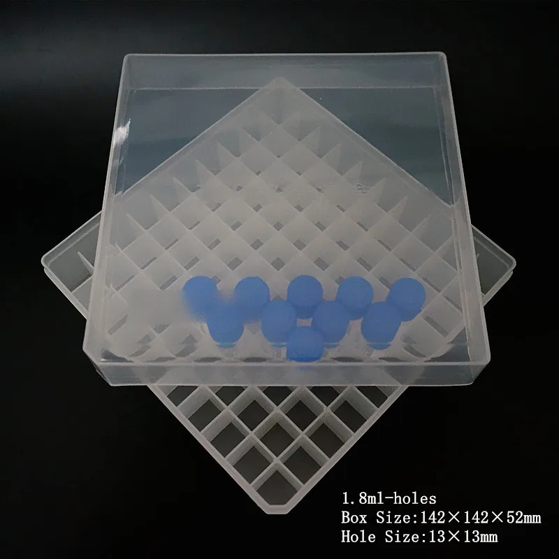 2Pcs/Lot 1.5ml 1.8ml 2ml 50/80/100 Cells Plastic Chromatographic Sample Bottle Storage Box PP Cryogenic Storage Boxe