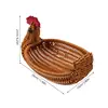 Rattan Woven Fruit Basket Cute Chicken Shaped Fruit Bread Basket Snack Tray Food Serving Basket Easter Egg Hunting Game 6
