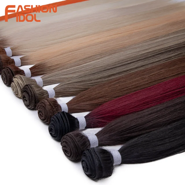 Extensions de cheveux lisses en os, mèches synthétiques blondes ombrées, cheveux Super longs de 24 pouces, cheveux lisses complets jusqu'à la mode IDOL 1