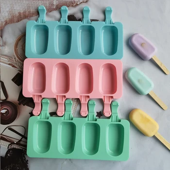 Oval sílica gel gelado molde, picolé molde, DIY bolo cozimento ferramenta, fabricante bandeja de gelo, 4 células 1