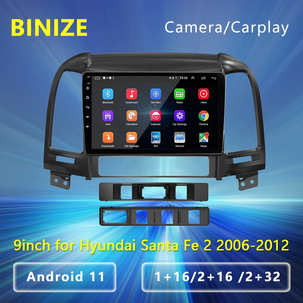 

9inch Carplay Android 11 Car Radio Multimedia Player GPS Navigation For Hyundai Santa Fe 2 2006-2012 2 Din WIFI Stereo Head Unit