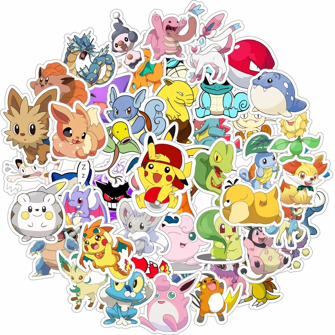 50/100PCS Kawaii Pikachu Anime Pokemon Stickers for Laptop Suitcase Skateboard Guitar Phone Cartoon Sticker Kid Gift Toys 3