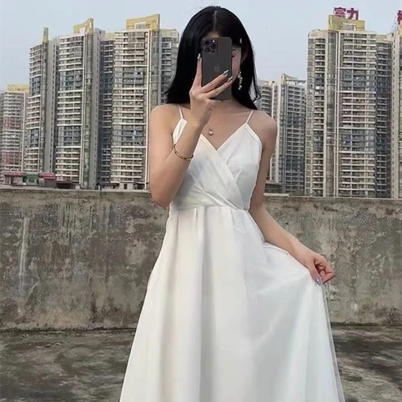 Korean Dress Sleeveless Sleeveless Dresses Women Summer Mid