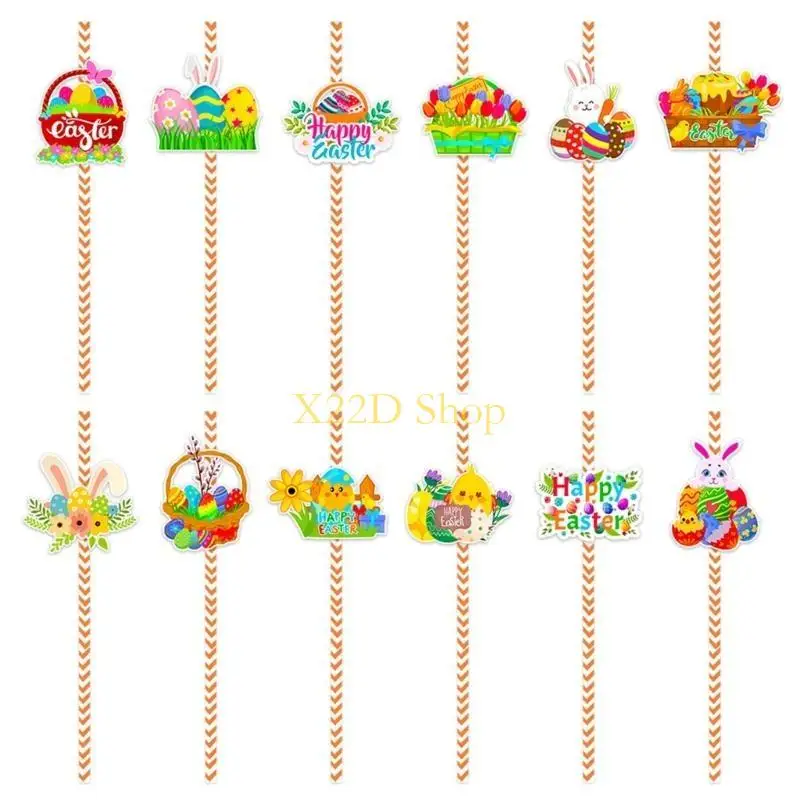 X22D Pack Of 24 Stripe Paper Disposable Straw Drinking Straw for Birthday Party Use