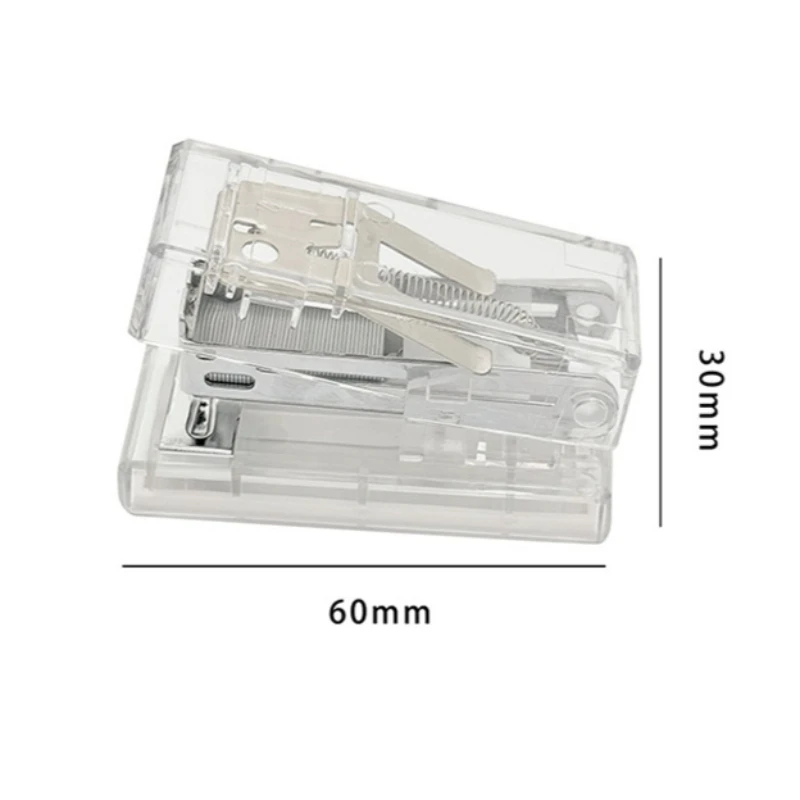 Plastic Mini Stapler,Transparent Handheld Stapling Machine, Ins Style Portable Office Stationery,With Staple for School Home Use - 6
