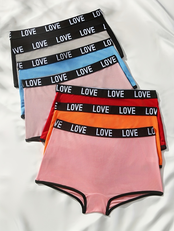 7-piece wide belt letter printed seamless briefs for women, sporty and comfortable underwear, quadrangle pants