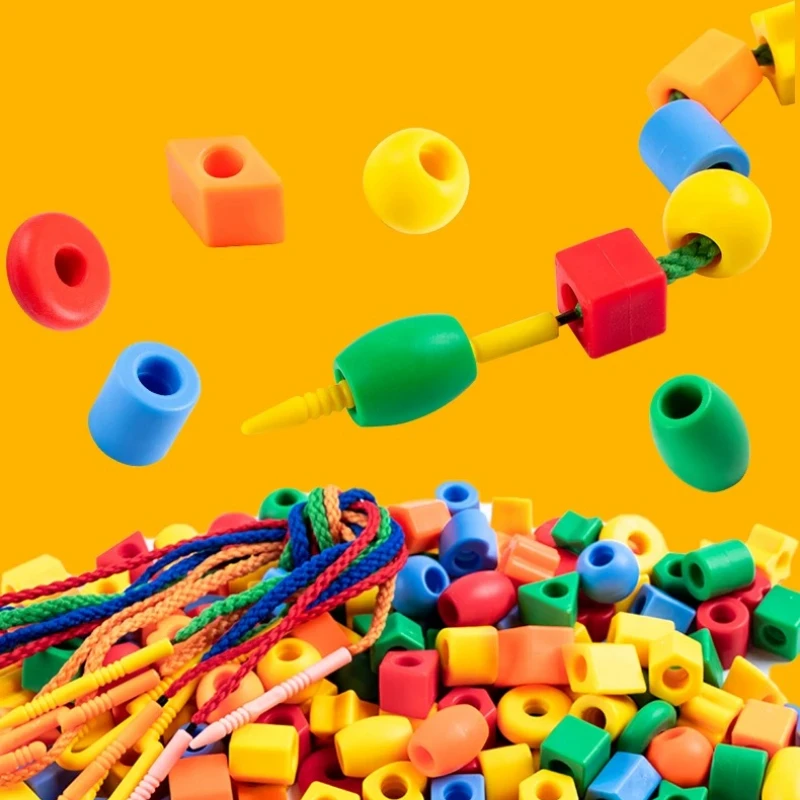 Beaded Puzzle Bracelet Toy DIY Educational Building Blocks for Kids Geometric Shape Learning Toys